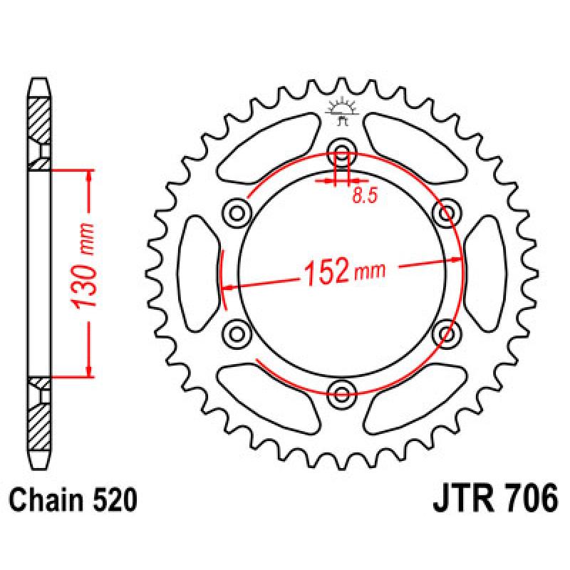 Купить Звездочка задняя JT Sprockets (шаг 520 ) JT JTR706